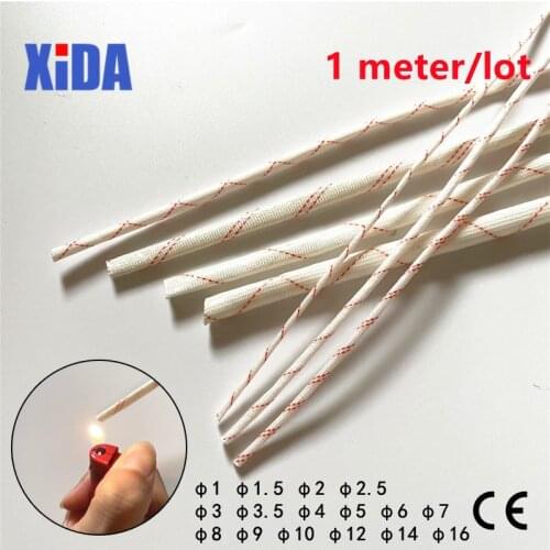 1M/Lot 6mm 7mm 8mm 9mm 10mm 12mm 14mm 16mm 600 Deg High Temperature Braided Soft Fiberglass Sleeving Fiber Glass Tube Tubing
