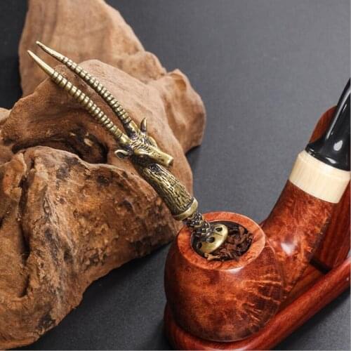 1pcs Retro Brass Deer Cigarette Pressing Rod Tamper Tobacco Pipes Cigarette Press Multifunctional Cigarette Pipes Accessories