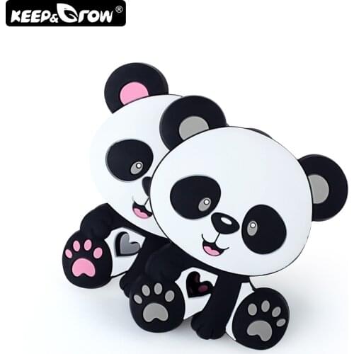 Keep&Grow 10pcs Silicone Panda Baby Teethers Teething Toys DIY Necklace Making Accessories Food Grade Silicone Baby Products