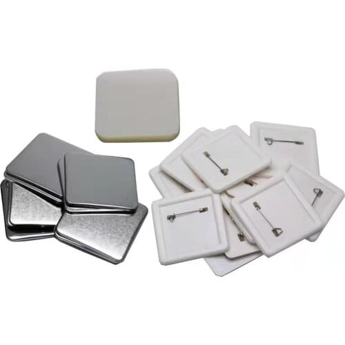 100pcs 55*55mm square shape button badge components button badge raw material