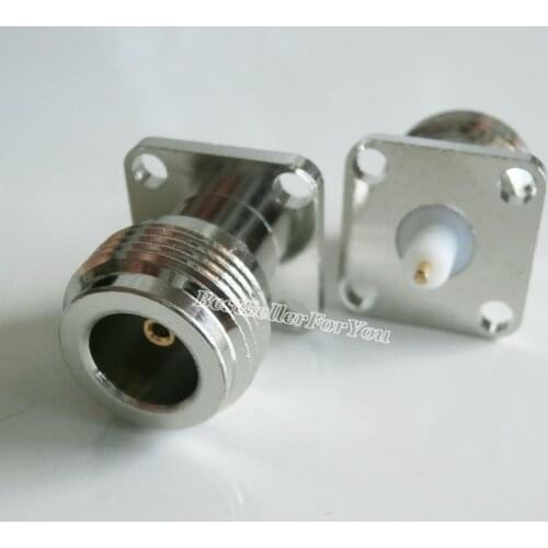 1x N Female Panel Mount Chassis With 4 Holes Flange PTFE Solder Connector 17.5mm