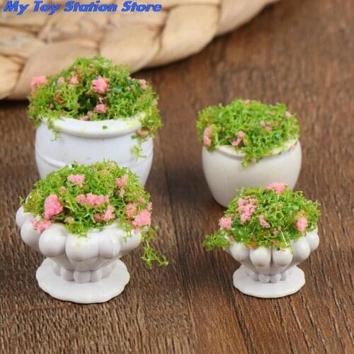 2pcs Dollhouse Furniture 1:12 Accessories Mini Green Plant Bonsai Flower Pots Resin ZTOYL