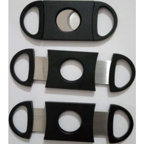 200pcs Pocket Plastic Stainless Steel Double Blades Cigar Cutter Knife Scissors Tobacco Black
