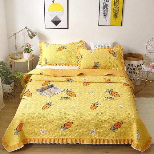 2020 new products All cotton quilting printing Bed cover Fitted Sheet Pillowcases 2/3pcs Ruffle lace Bedding