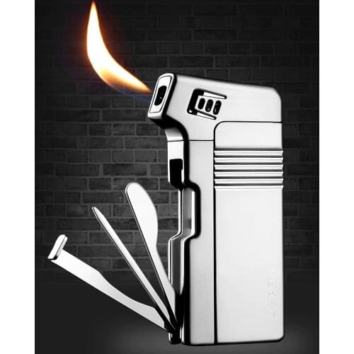 Creative Gas Lighter Tobacco Pipe Tools Lighter Jet Butane Torch Gas Cigarette Inflatble Lighter Stainless Steel Smoking Lighter