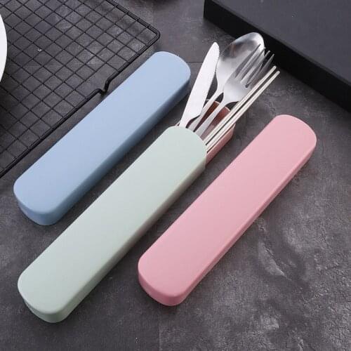 3Pcs/Set Stainless Steel Fork Spoon Chopsticks Travel Reusable Ourdoor Camping Cutlery Tool Portable Camp Utensils Set Tableware