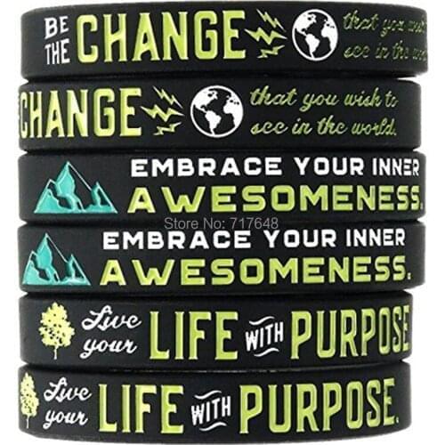 30pcs Positive Message Embrace Your Inner Awesomeness wristband silicone bracelets free shipping by epacket A