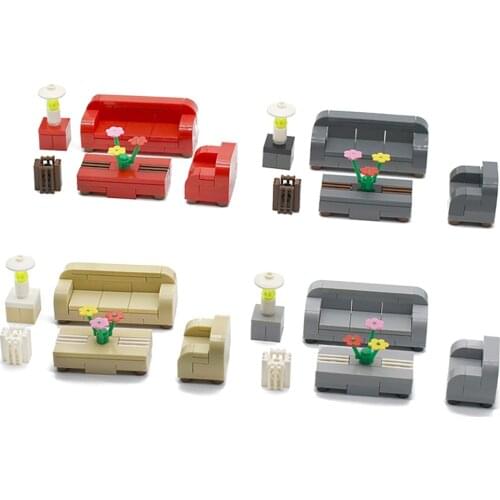 80 PCS Small Particle Building Block Doll house accessories DIY Home Simulation Furniture Sofa Set Montessori toys For Children