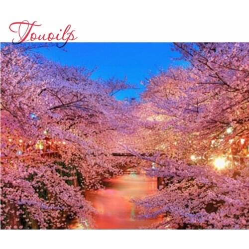 Diamant broderie paysage décor à la maison diamant 5D bricolage diamant peinture pleine carré forage strass fleurs de cerisier m