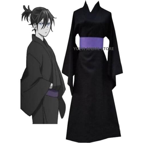 Anime Inuyasha Cosplay Costumes BLACK Japanese Kimono Men Robe Costume Halloween Party