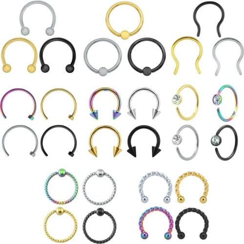 AOEDEJ316 Stainless Steel Septum Nose Ring Helix Tragus Cartilage Piercing Nipple Eyebrow Rings Lip Labret Piercing Body Jewelry