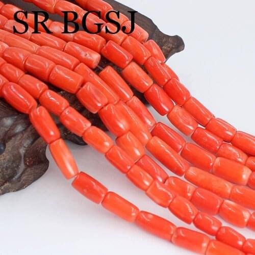 Free Shipping Natural Drum Shape Orange Coral Loose Spacer Beads For Jewelry Making DIY Bracelet Earrings Accessories 15