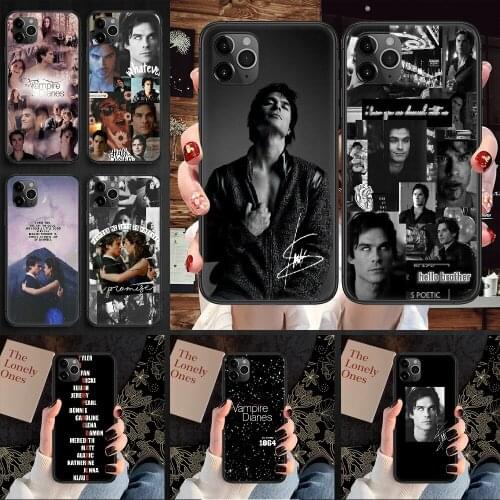 The Vampire Diaries Damon Salvatore Phone Case Cover Hull For iphone 5 5s se 2 6 6s 7 8 12 mini plus X XS XR 11 PRO MAX black
