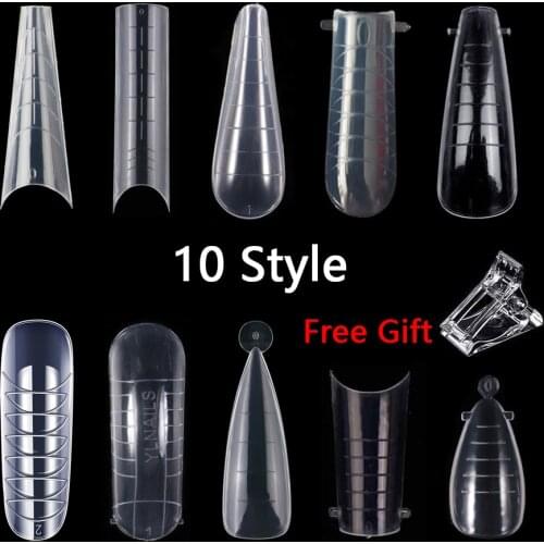 Dual Forms Finger Poly UV Gel Quick Building Extension Mold Fake Nail Acrylic Decoration Art Stiletto Upper Forms