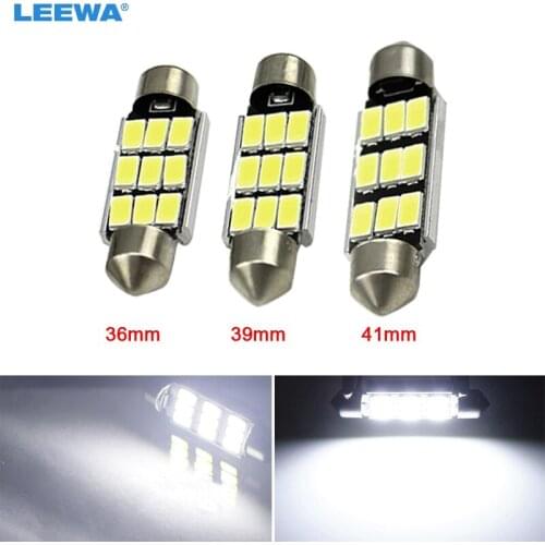 LEEWA 50pcs/lot White 36mm/39mm/41mm 5730 9-SMD Canbus NO-Error Car Festoon Dome Reading LED Lights #CA5288