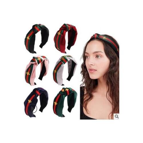 50pcs/lot DIY Multi Simple Fabrics Stripe Headband Tie A Knot Honey Bee Head Bands Hair Care & Styling Tools HA810