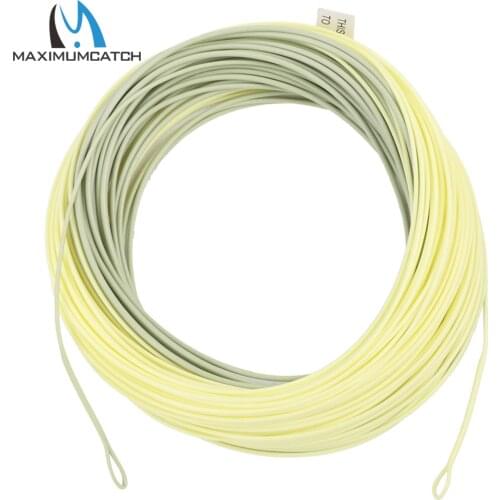 Maximumcatch Outbound Short Fly Fishing Line 8/9/10wt 100FT Moss/Lvory Color Weight Forward Fly Line With 2 Welded Loops