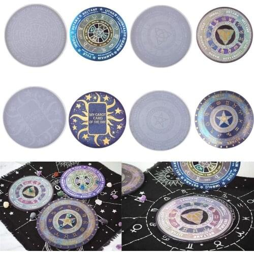 Pendulum Mat Astrology Zodiac Board Epoxy Resin Mold,Sun Moon Star Tarot Card Tray Round Resin Mold,Astrology Board,Tarot C