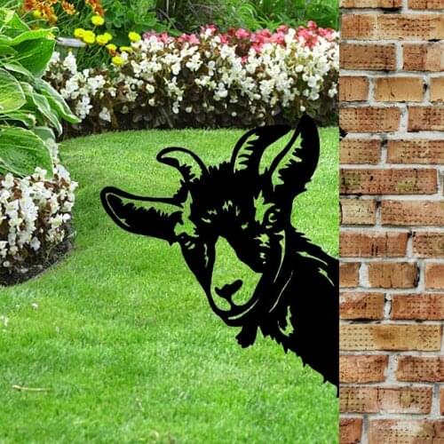 Peeping Goat Metal Art Sculpture Farm Fence Art Wall Decor Peeping Goat Garden Decor Outdoor Indoor Hanging Ornaments