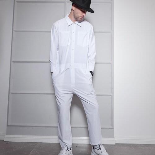 Spring And Autumn New Overalls Jumpsuit European Casual Pants Male Suit Trend Mens Overalls Loose Mens Street Hip Hop Pants