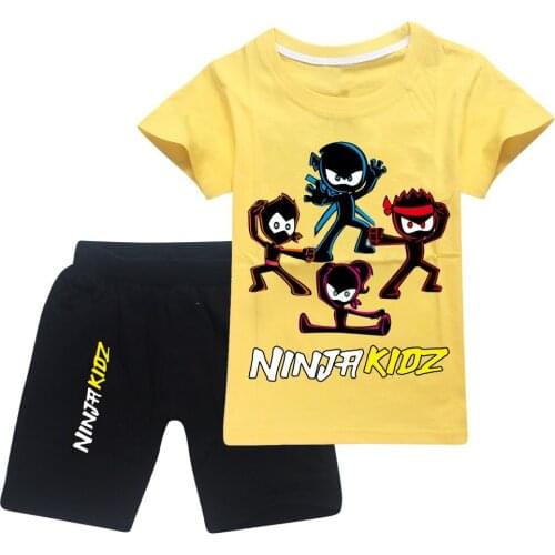 New Summer Boy Clothes Suit Children Fashion NINJA KIDZ Print T-Shirt Shorts Boy Set Cotton Casual Sports Outfit Kids Tracksuits