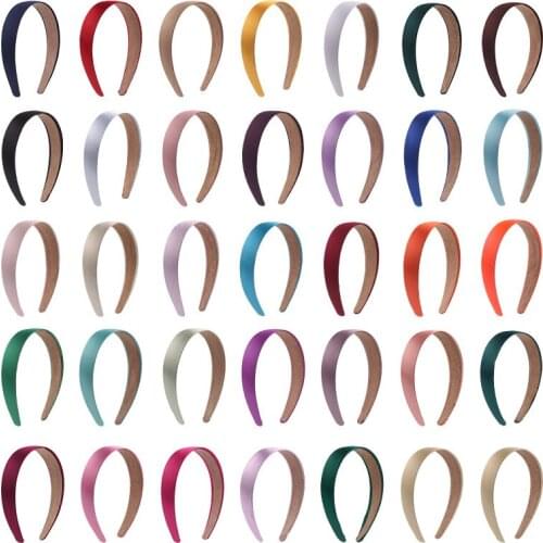 2021 Hair hoop summer Colorful Simple stylish Silk Solid color contracted hoop hair bundle wide-brimmed hair band makeup headban