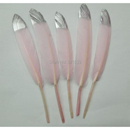 50Ppcs/lot!Silver Dipped Feathers, Pink and Silver, Trending Party Decor, Feather Home Decor, Cruelty Free Feathers