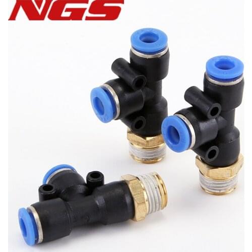 10 Pcs 1/8" PT Male Thread 6mm Pneumatic Push In Fittings T Joint Connectors