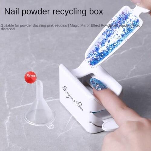 Manicure Powder Recycling Storage Box Portable Infiltration Powder Container Double Layer French Powder Box Nail Tool 1 Set
