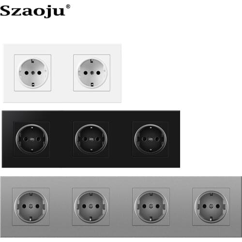 Szaoju New EU German Standard Power Socket, Socket Panel, Three-Layer Power Socket Without Plug,Plastic panel 1/2/3/4 AC110-250V