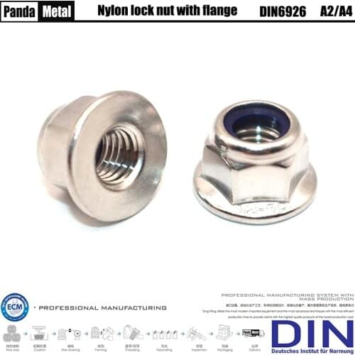THE) 304/316 stainless steel flange hexagon nylon nut, DIN6926 flange nylon nut German industrial standard A2A4 / M4M5M6M8M10