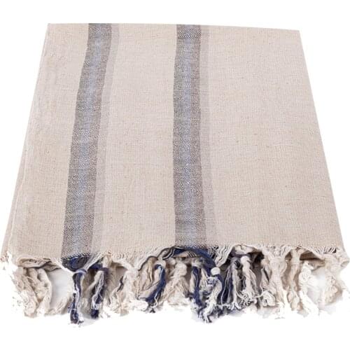 Turkish 100% Linen and Bamboo Woven Peshtemal Towel-Fringed Artisan Fouta Beach Bath Soft Boho Towel