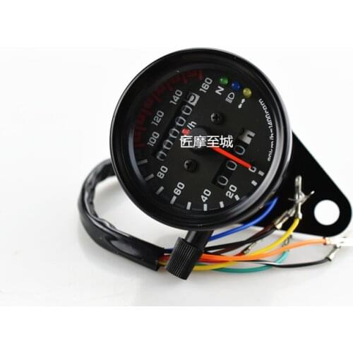 Universal Motorcycle Speedometer Odometer 12V Motorcycle Dual Speed Meter with LED Indicator
