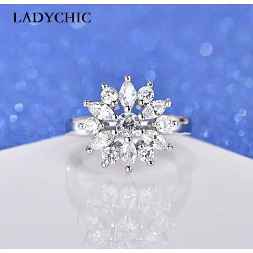 LADYCHIC Silver Color Fashionable Ring for Women Multicolor AAA+ Cubic Zircon Rings Female Wedding Accessories Wholesale LR1064
