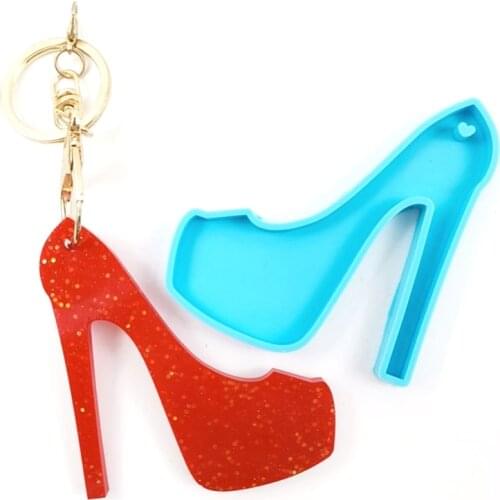 1pc Shiny High heels Silicone Molds For DIY Truck Key Ring Shoes Epoxy Resin Mold Craft Custom Keychain