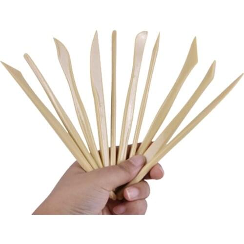 10pcs Convenient DIY Wooden Clay Sculpture Knife Pottery Modelling Sharpen Modeling Carving Tools