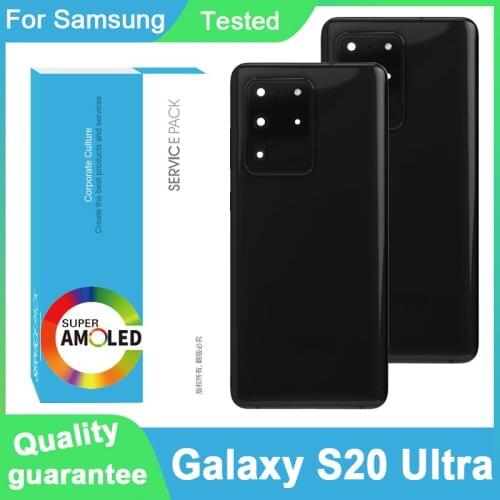 100% New For Samsung Galaxy S20 Ultra S20Ultra Battery Back Cover Door Housing Repair Parts + Ear Camera Glass Lens Frame