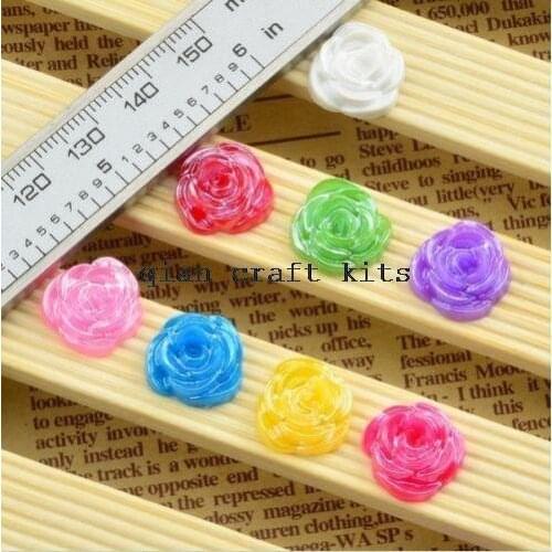 1000pcs Resin Rose Flower flatback Appliques For phone/wedding/craft D25