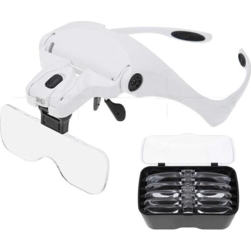 3.5 Times Head-mounted Five Magnification Lens LED Lights Maintenance Inspection Embroidery Surgical Magnifying Glass