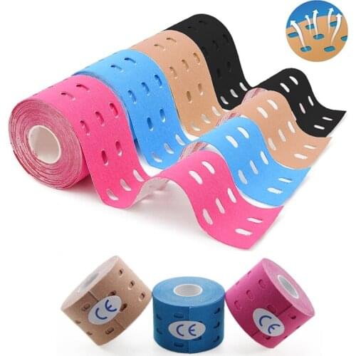 5-Pack Kinesiology Tape Set with Hole Extra Breathable Porous Elastic Sport Athletic Tape for Muscle Support Strain Injury