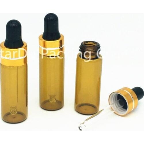 500PCS/lot 5ML Amber Glass Reagent Eye Dropper Drop Aromatherapy Liquid Pipette Bottle