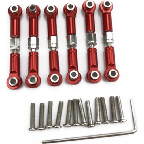 6Pcs Adjustable Metal Linkage Pull Rod Front /Rear Servo Link for Wltoys A949 A959 A969 A979 K929 RC Car Upgrade Spare