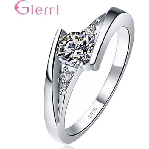 925 Sterling Silver Cute Crystal Wedding Statement Rings For Women Girls Best Gift For Lovers Fashion Jewelry Wholesale