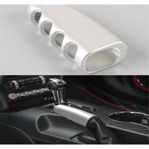 YAQUICKA Car Interior Aluminum Handbrake Covers Trim Gear Shift Grab Knob Decorative Cap Styling For Ford Mustang 2015 2016 2017