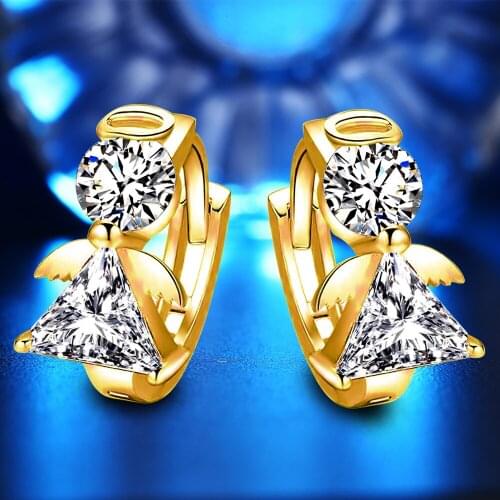 Angel Stud Earring Earings Fashion 925 Sterling Silver Crystal Earrings for Women Nickel Free Wholesale Jewelry