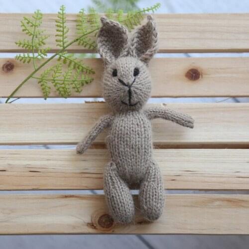 Angola Teddy Bunny Knit Fluffy Bunny Toy Crochet Baby Stuffed Animal Rabbit Doll Newborn Photography Props Baby Posing Toy Prop