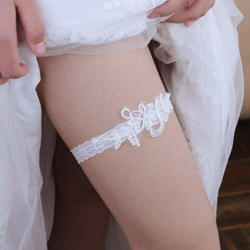 Handmade White Sexy Garters Women Girls Cosplay Wedding Bridal Lace Garter Floral Blue Leg Ring Loop Sexy Garter Belt Stocking