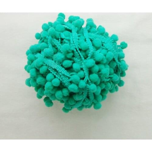 Free shipping 5yards/Lot Turquoise green Polyester cute Pompom fringe trim draper ball Accessories sew 0.8"ball
