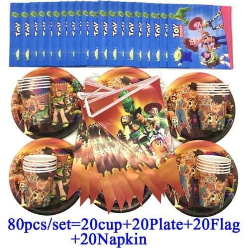 Toy Story Birthday Party Supplies Decorate Napkins Cup Plate Baby Shower Disney Birthday Party Set Toy Story 4 Theme Banner Flag