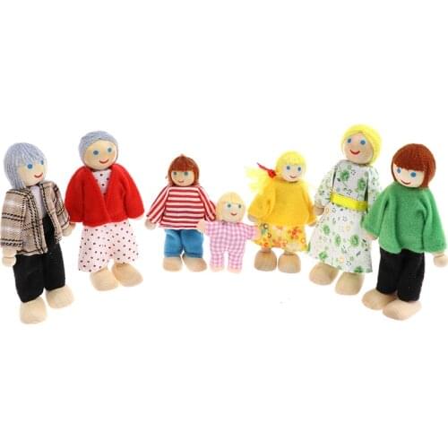 Wooden Dolls Toys Figures Furniture House Family Miniature People Doll Toy For Kid Child Enfants Brinquedos Infantis Play Toy